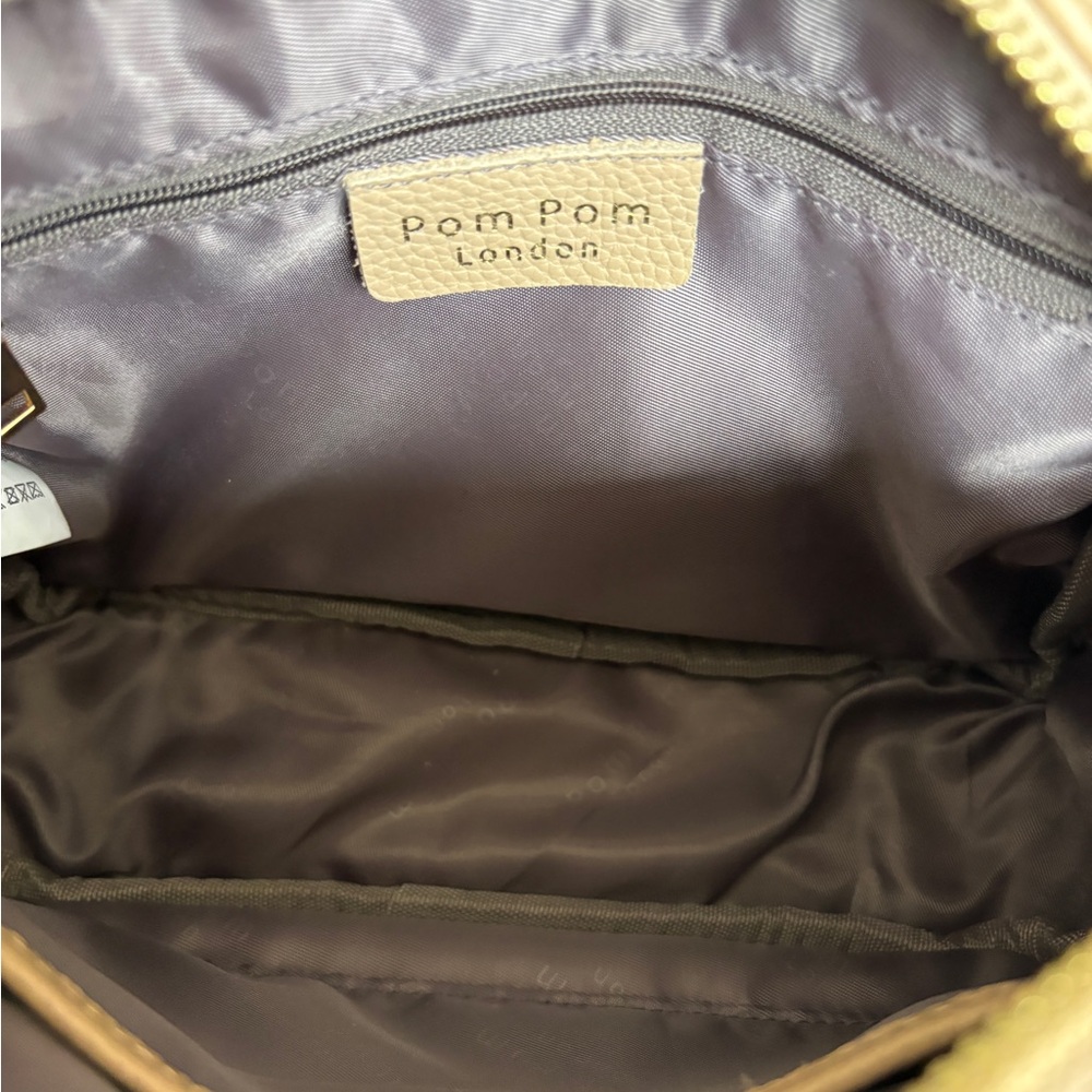 Pom Pom London Original Crossbody Bag Purse Stone Beige NEW - Picture 5 of 16